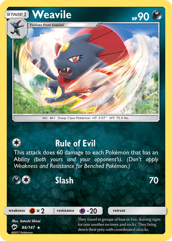 Weavile (86/147) [Sun & Moon: Burning Shadows]